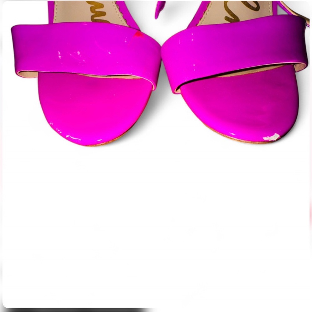 Sam Edelman Hot Pink Patent Ankle Strap Heels Barbiecore Statement Sandals 8M - Picture 4 of 8